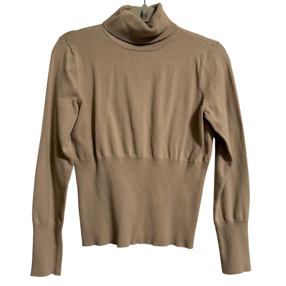 Axcess Tan Beige Ribbed Turtleneck Sweater Cotton Blend Size L